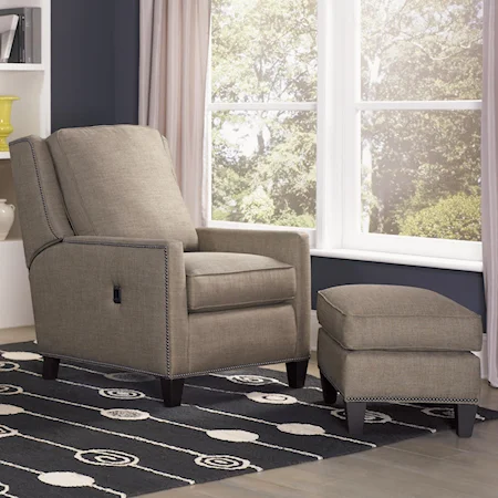 Transitional Tilt-Back Chair and Ottoman Combination